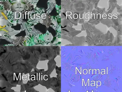 Stylized Buddha Statuette Glowing Accents model pack Low-poly 3D model