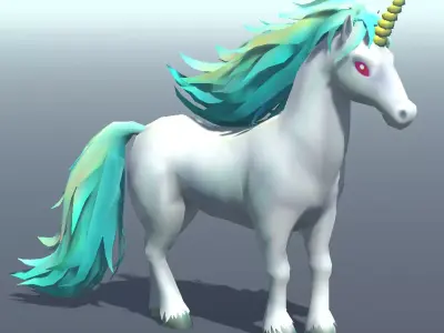 Lowpoly Stylized Unicorn Rigged and Animated for VR AR Games  Low-poly 3D model