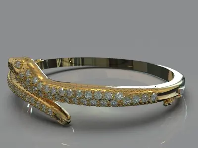 Gold Snake Braclet with Diamonds 3D print model
