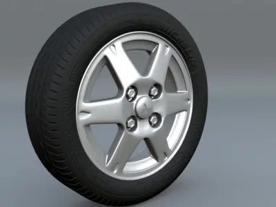 tire and rim scene file Low-poly 3D model