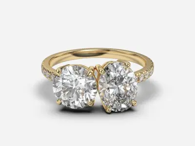 Two Stone diamond Ring 3D print model