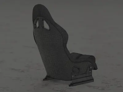 Racing Seat Bucket with Seat Brackets and Seat Sliders 3D model