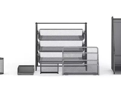Mesh Metal Document Organizer Storage Set 3D model