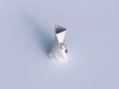 Vase twist puffy triangle with organic lattice half solid 3D print model