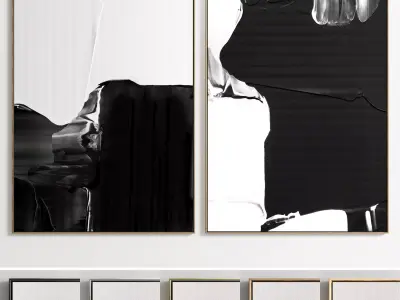 Plaster Two Photo Frame E-19 Low-poly 3D model