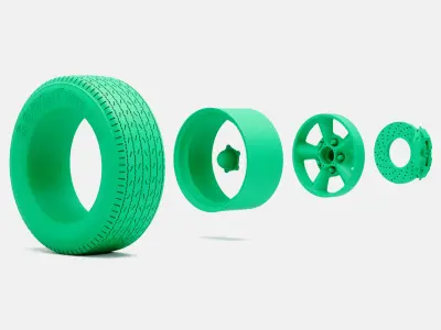 15x8 Torq Thrust D Wheel Goodyear Blue Streak 600 Tire 3D print model