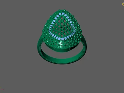 Women Ring With Stone Diamond Ready STL 3DM Models Womens Rings 3D print model 12