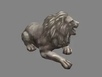 Stone Lion Sculpture - Lying Lion Low-poly 3D model