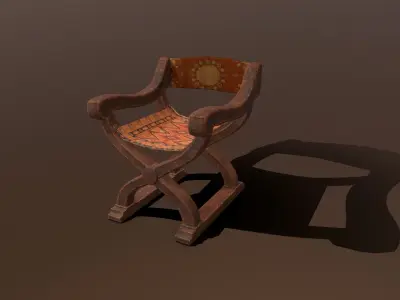 Mediaval Chair Low-poly 3D model