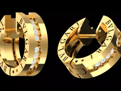 Luxury BVLGARI-Inspired Hoop Earrings 3D Model 3D print model