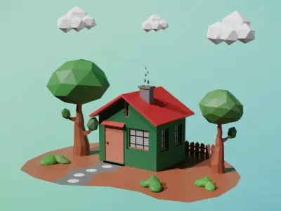 Low poly house  Low-poly 3D model