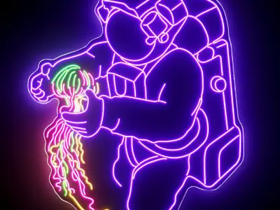 Astronaut Neon Sign 3D model