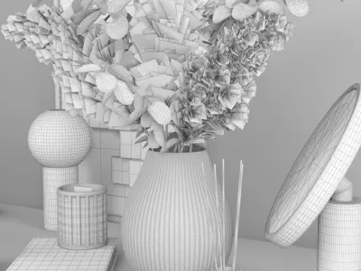 decorative set with bouquet 11 3D model