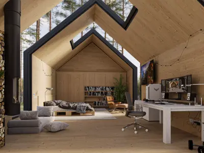 3d artist workspace - full interior scene 3D model