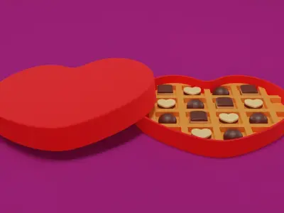 Heart candy box 3D model Valentine day 3D model
