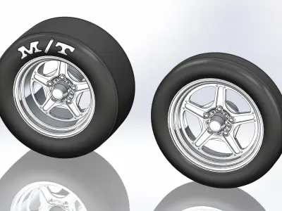 Set of wheels Billet Street Lite for scale model of dragster 3D print model