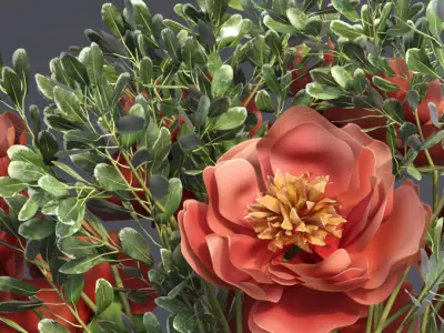Realistic Collection of Peonies Bouquet in Vases 3D model