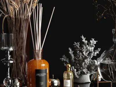 Decorative set with dry plants 3D model