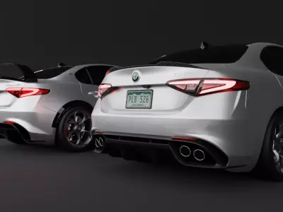 Alfa Romeo Giulia quadrifoglio 2024 and 2021 Giulia GTAm 3D model