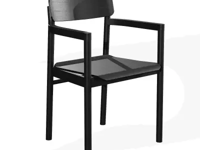 Post Chair-black lacquered Low-poly 3D model