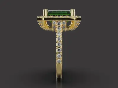 Woman Wedding Emerald Ring 0069 3D print model