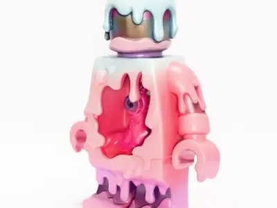 Melted Block Pastel Drip LEGO toy 3D print model