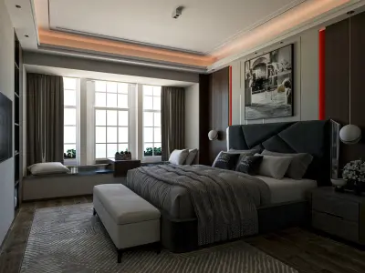 Indulge in Opulent Luxury with This 3D Bedroom Model 3D model