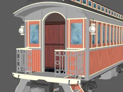 1890s train car Low-poly 3D model