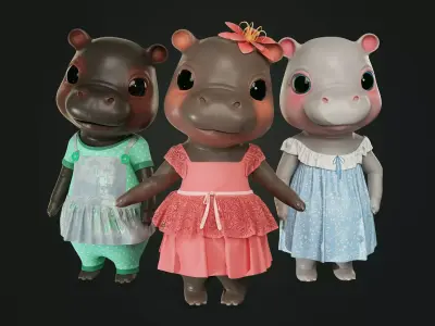 GAME-READY 3D Character - Hippopotamus Mindy Low-poly 3D model