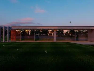 Concrete and Corten Villa Free 3D model