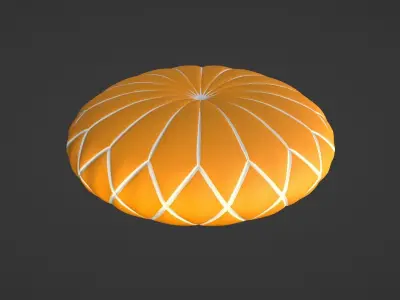 Round decorative yellow pillow 3D model