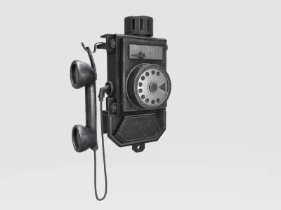 Dirty Black Old Phone  Low-poly 3D model