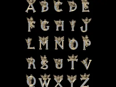 My Angel Letter Pendant Necklace 3D print model