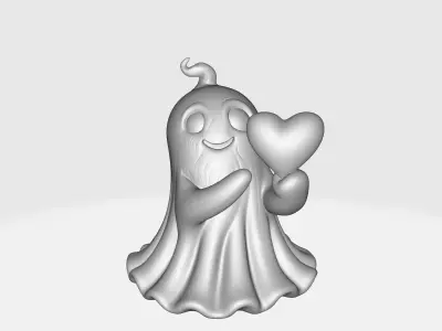 Cute Valentine Ghost Holding Heart Romantic Decor  3D print model