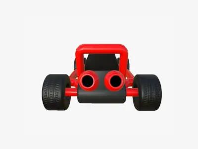 Cartoon Kart H01 Red - Vehicle Racing Design Low-poly 3D model