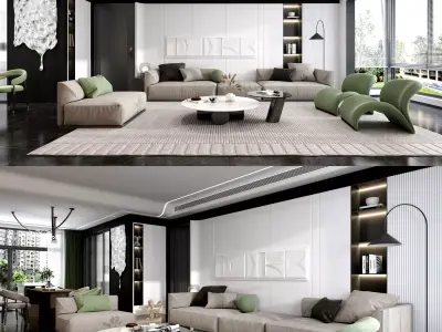 Classic Sitting Room Low-poly 3D model