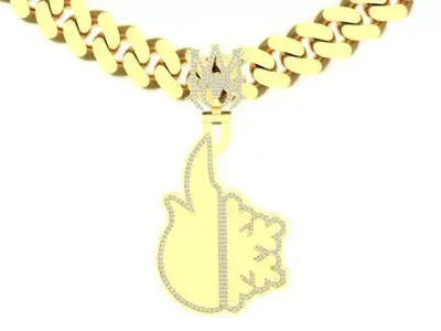 Custom Fire Ice Diamond Pendant Luxury Design 3D print model