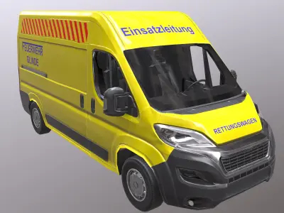 Rettungswagen German Ambulance Low Poly Low-poly 3D model