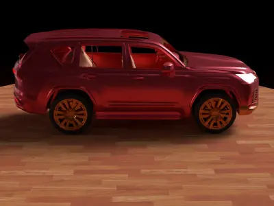 Chinese red car   Low-poly 3D model