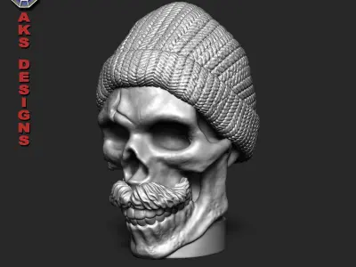 Skull with cap version 2 Penholder cum flowerpot 3D print model