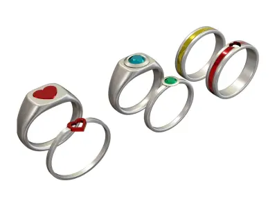 Collection of 30 Rings - different parts 3D print model