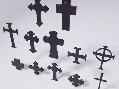 Cross symbols set 3d model  Low-poly 3D model
