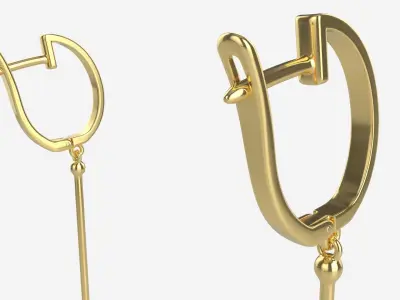 Earrings Diamond Gold Jewelry 01 3D model