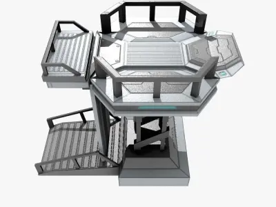 Low-poly Sci-fi Spaceship Base Low-poly 3D model
