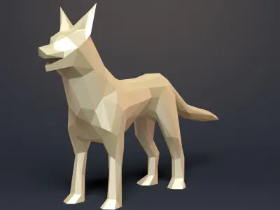 Wolf Low Poly 3D model polygonal dog Low-poly 3D model