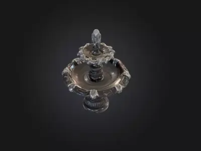 Antique Marble Tiered Fountain Low-poly 3D model