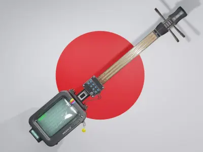 CRT TV Shamisen - Telesen Low-poly 3D model