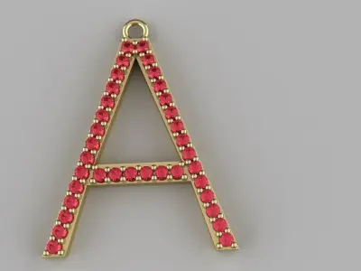 Letter A Diamond Pendant Gold Silver Platinum Luxury  3D print model