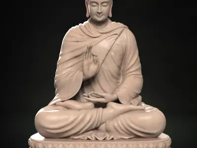 Buddha Abhaya Mudra Low-poly 3D model