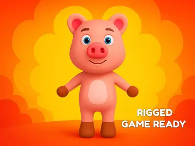 Character011 Animated Pig 3D Low-poly 3D model